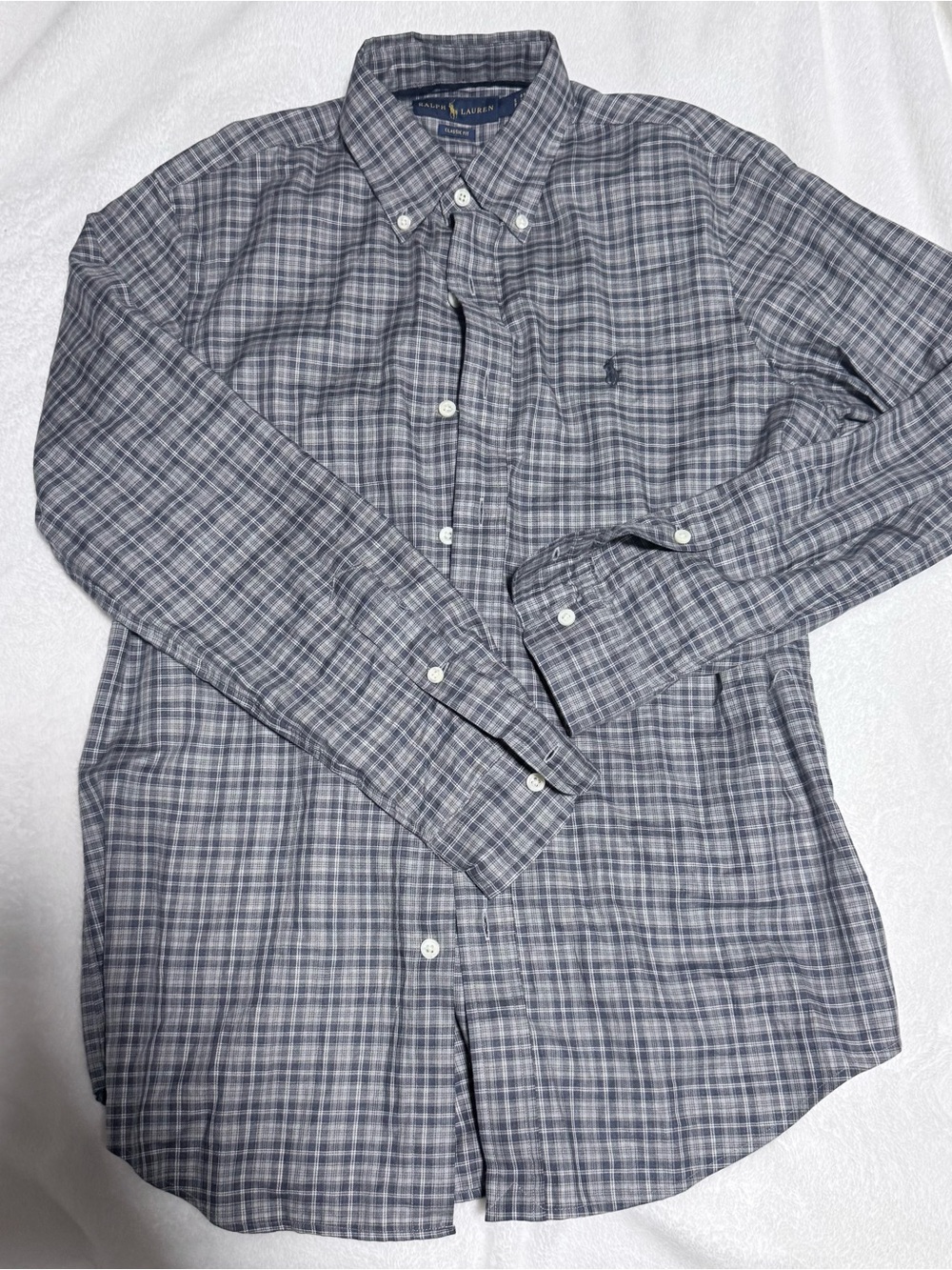 Polo by Ralph Lauren Blue and Gray Plaid Long-Sleeve Button-Down Shirt
